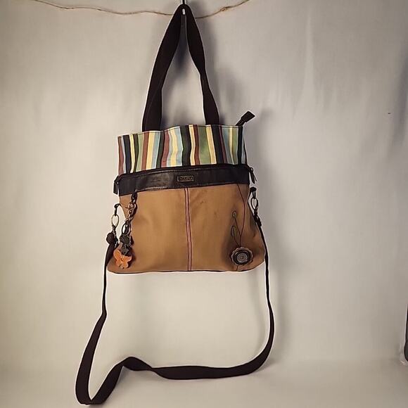 CHALA Crossbody Purse Hobo Handbag Funky Boho Momcore Canvas Fox Charm - Picture 13 of 16